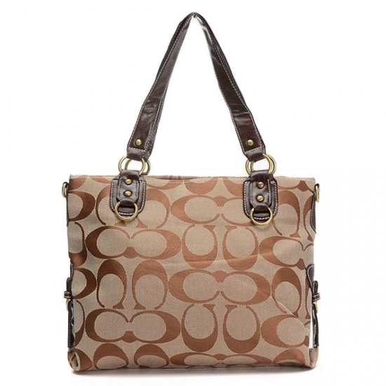 Coach Double Zip Logo Medium Camel Totes EHK